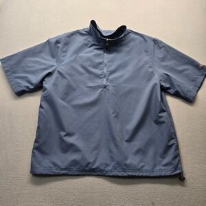North End Mens Short Sleeve Qrtr Zip Windbreaker Jacket Blue Large Golf Pullover